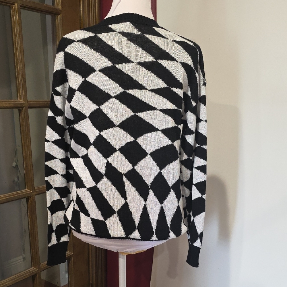 Disney Mickey Mouse Black & White checkered Sweater nwot - Picture 4 of 5